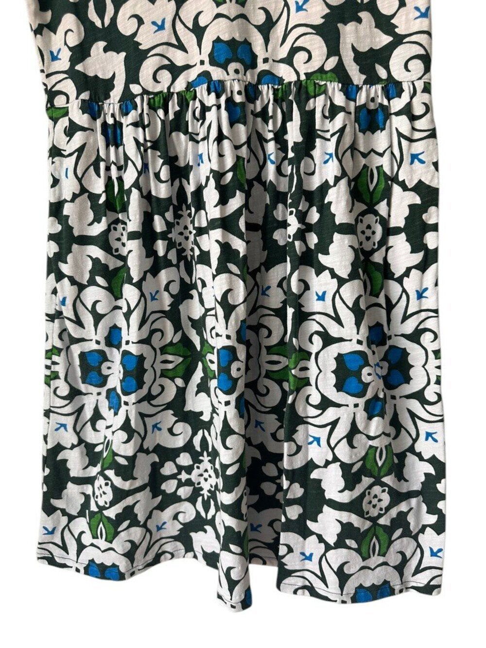 Boden Easy Notch Neck Jersey Dress 100% Cotton, Green and White, 8 - Picture 8 of 15
